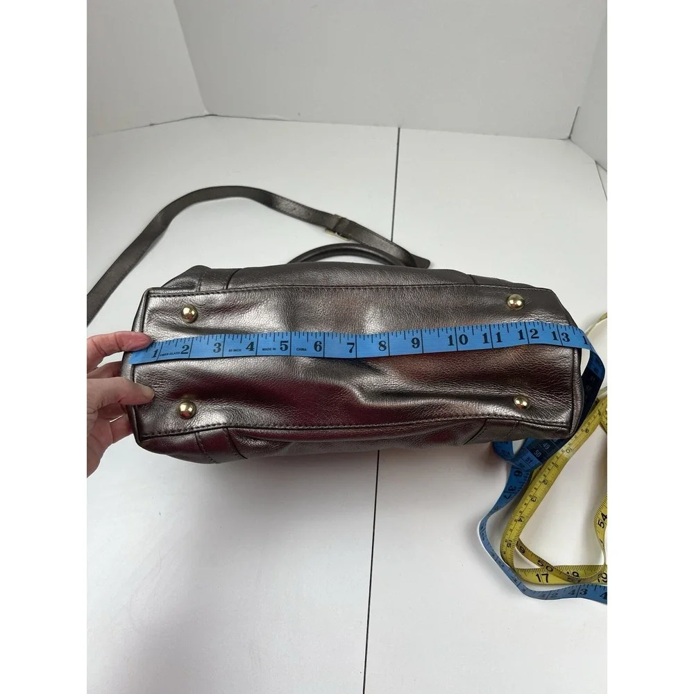 J Crew Pewter Leather Convertible Shoulder Strap Crossbody Exterior Pockets